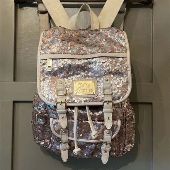 Juicy Couture Rainbow Sequined Pink Gold Multicolor Backpack Y2K Eras Tour Pride main image 10